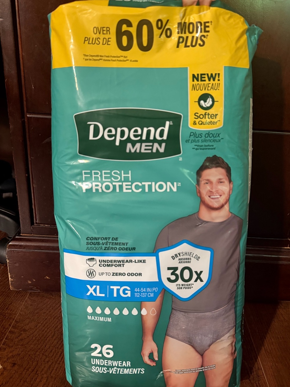 Depend Fresh Protection Adult Incontinence Underwear for Men, XL, Disheveled